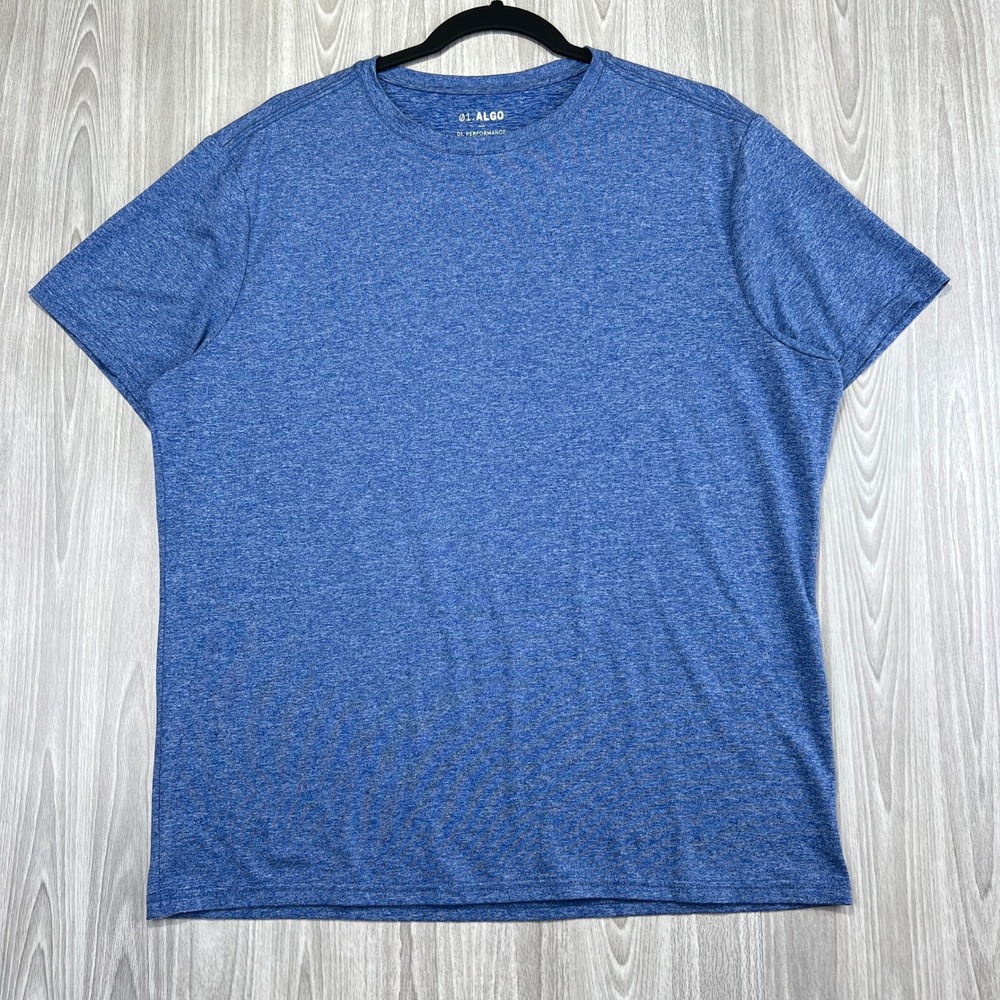 01.Algo Performance Mens Large Blue Heathered Short Sleeve T-Shirt MGK10040-SH